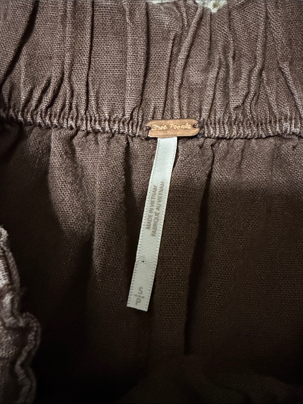 Free People Day’s End Linen Pull On Pant Small Double Espresso - Picture 4 of 4